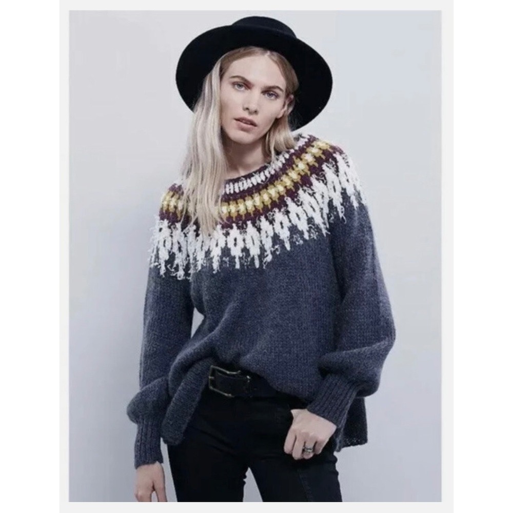 Free People Baltic Isle Sweater Boho Indie Western Chic Oversized Cozy - Picture 8 of 8